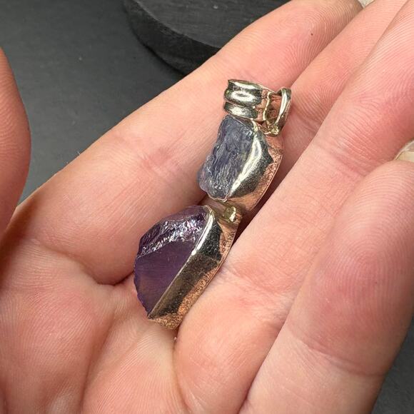 Sterling Silver Tanzanite and Amethyst Pendant Tanzanite Pendant Amethyst - Picture 3 of 5